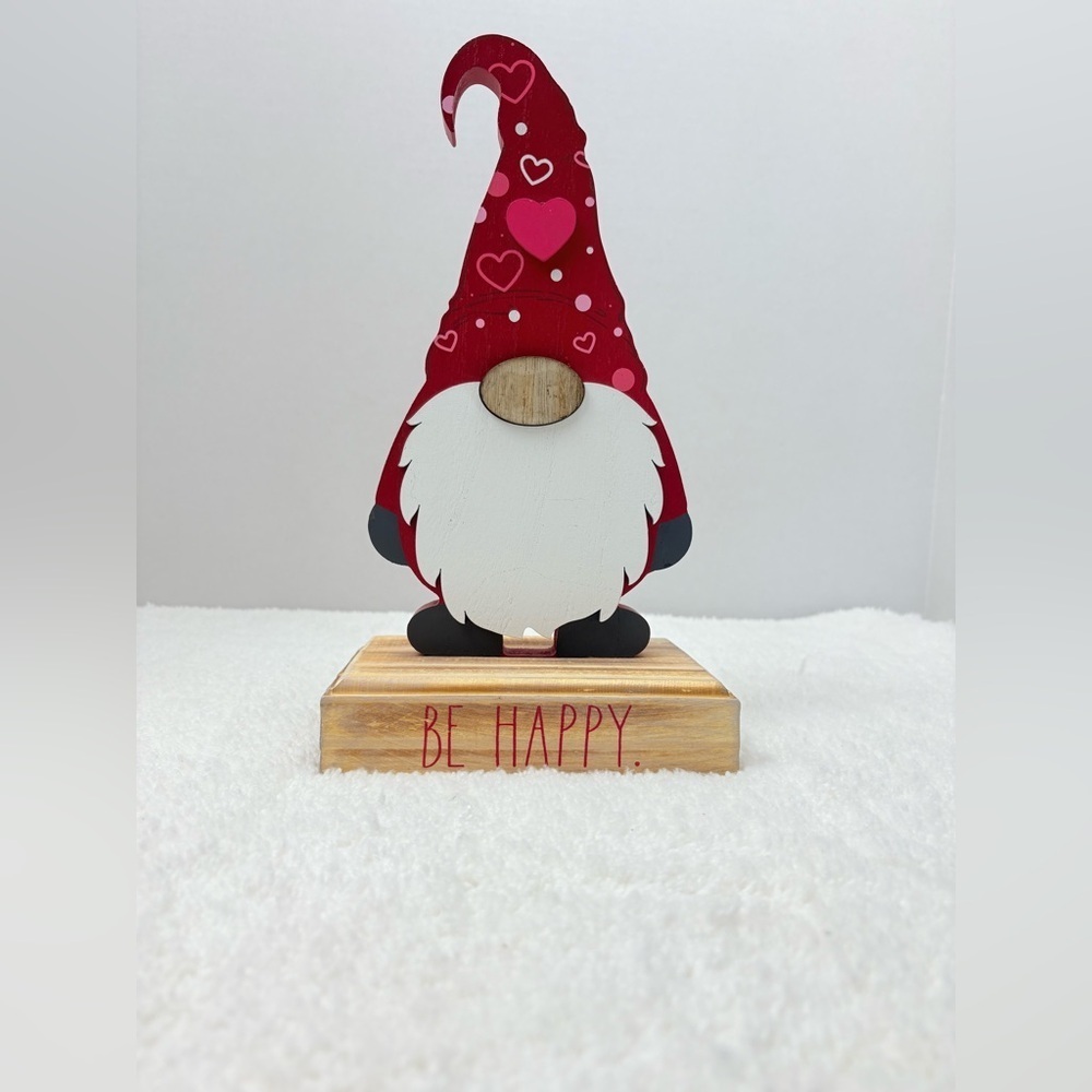 Rae Dunn “BE HAPPY” Wooden Gnome Table Decoration for Valentine’s Day